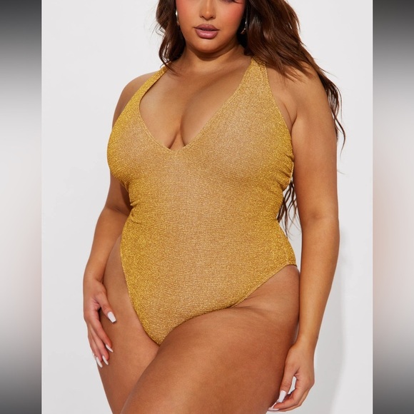 Fashion Nova Other - Fashion Nova Metallic Gold One Piece Swimsuit